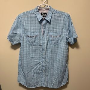 Gingham short sleeve button up - XL Tall